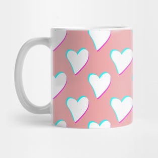 Retro Hearts on Soft Pink Mug